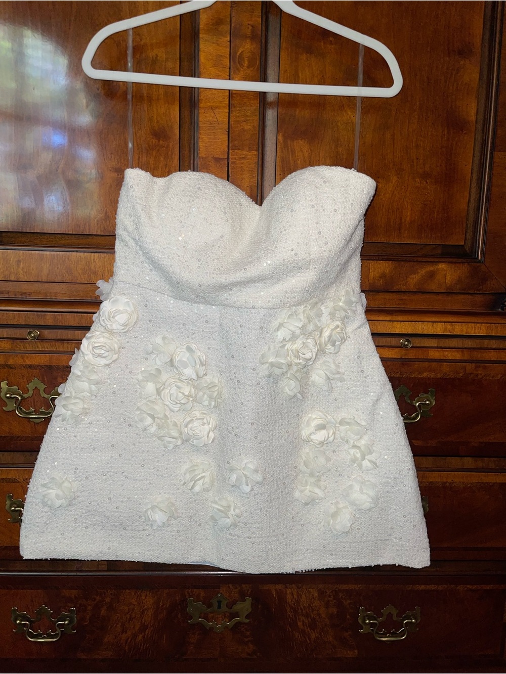 Fashion Nova White Floral Sequin Strapless Mini Dress NWT Size M - Picture 14 of 14
